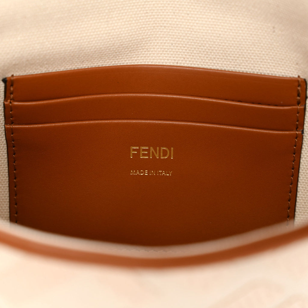 Canvas Vitello King Bi-Color Strap FF Embroidered Mini Baguette Grezzo Brandy Cuoio