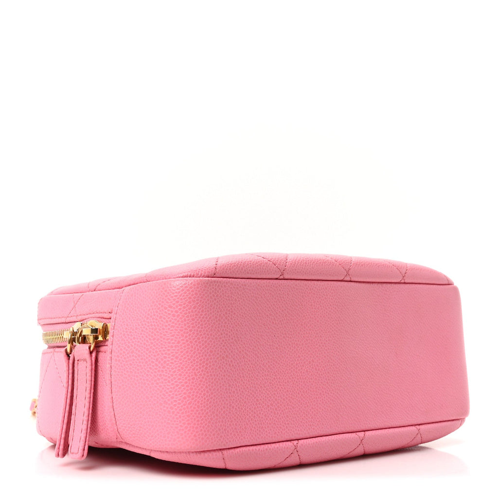 Caviar Quilted CC Small Top Handle Vanity Case Pink