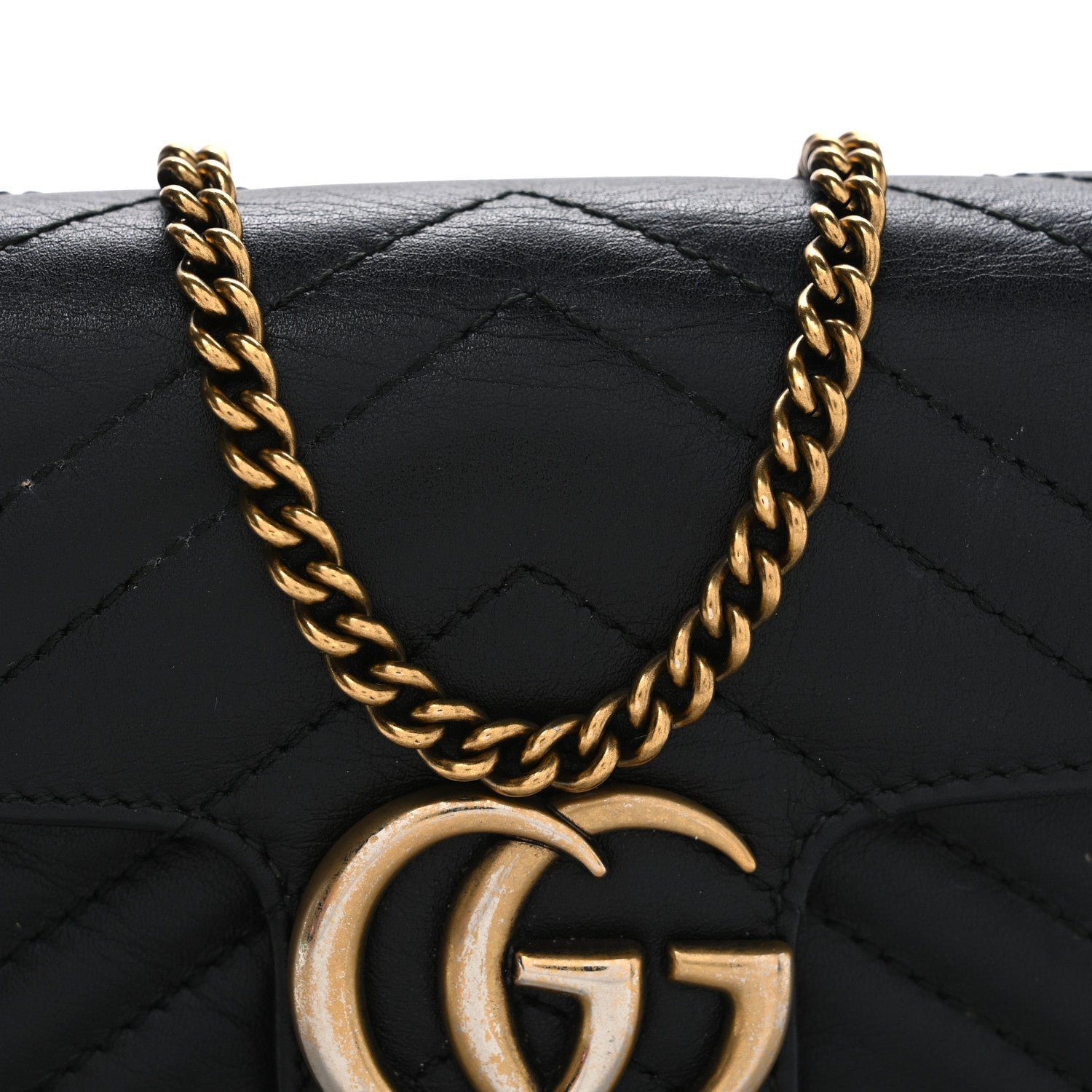Calfskin Matelasse Super Mini GG Marmont Shoulder Bag Black