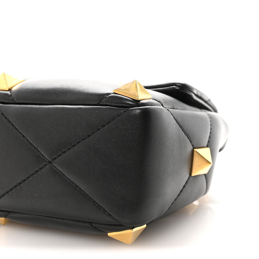 Nappa Large Roman Stud Shoulder Bag Black