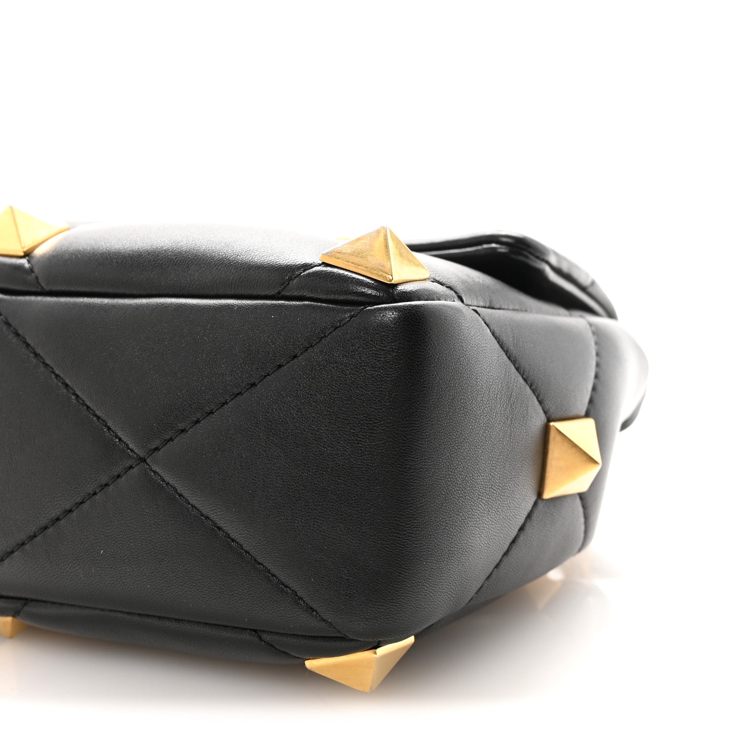 Nappa Large Roman Stud Shoulder Bag Black