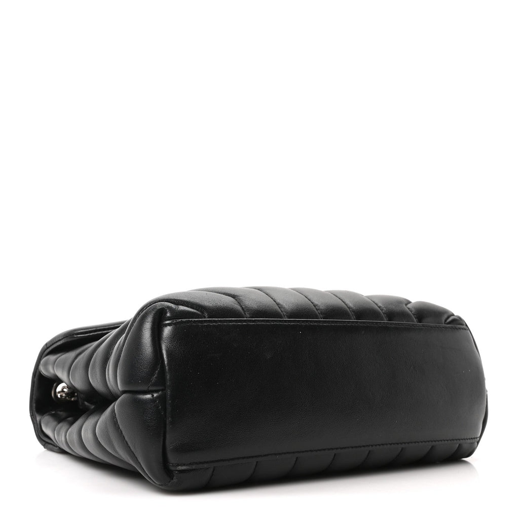 Calfskin Y Quilted Monogram Small Loulou Chain Satchel Black