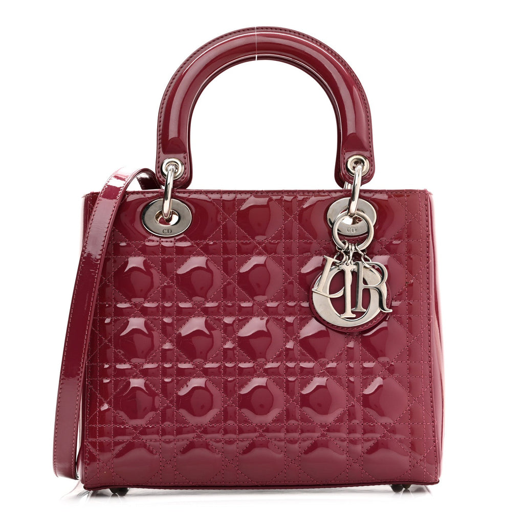 Patent Cannage Medium Lady Dior Dark Pink