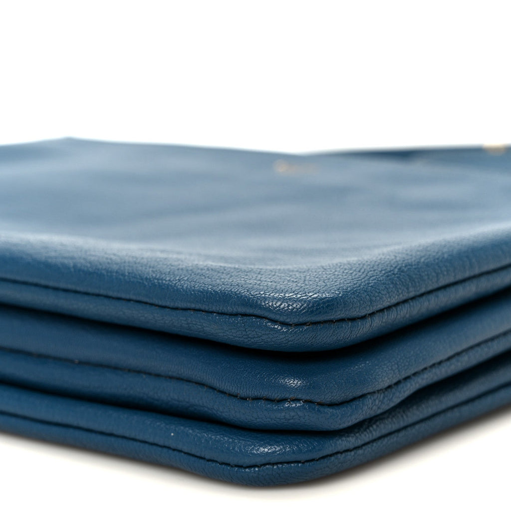 Goatskin Small Trio Crossbody Bag Blue