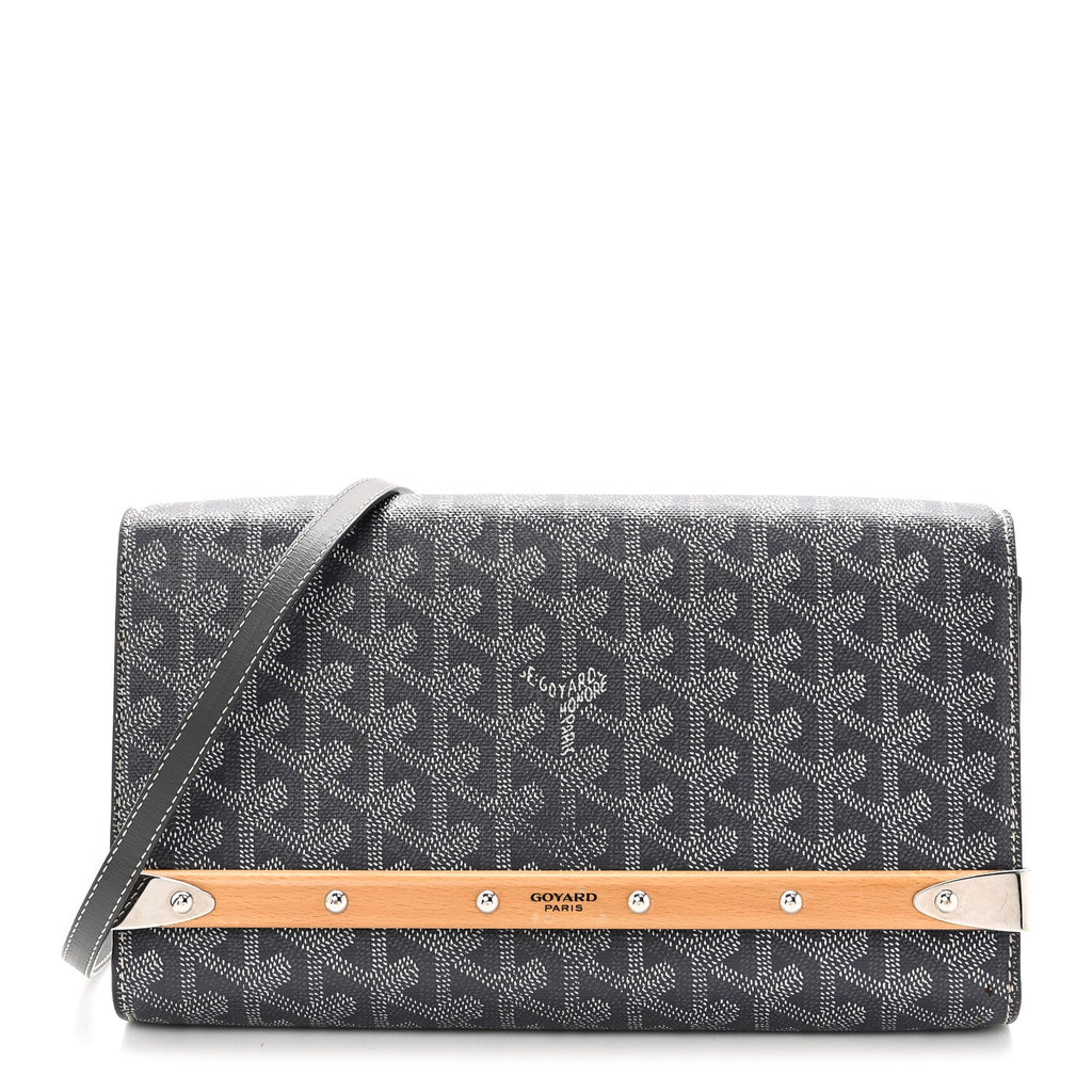 Goyardine Monte Carlo Bois Clutch With Strap Gray