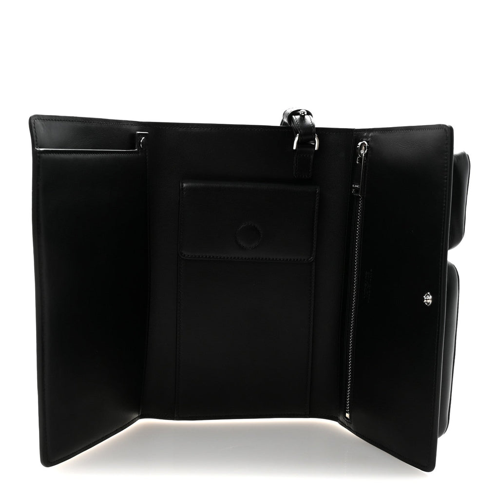 Calfskin Trifold Document Case Clutch Black