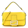 Cuoio Roma Sellerissima Nappa Sintetica Tape Stitch Mini Baguette Acid Yellow