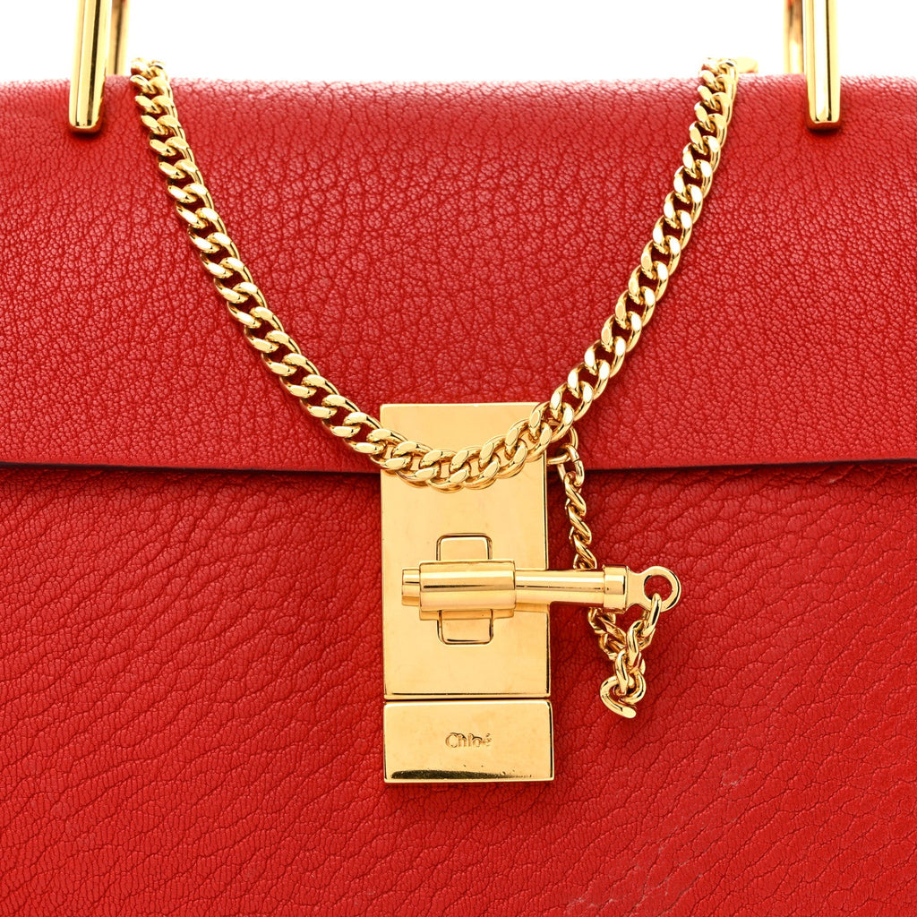 Grained Lambskin Mini Drew Shoulder Bag Plaid Red