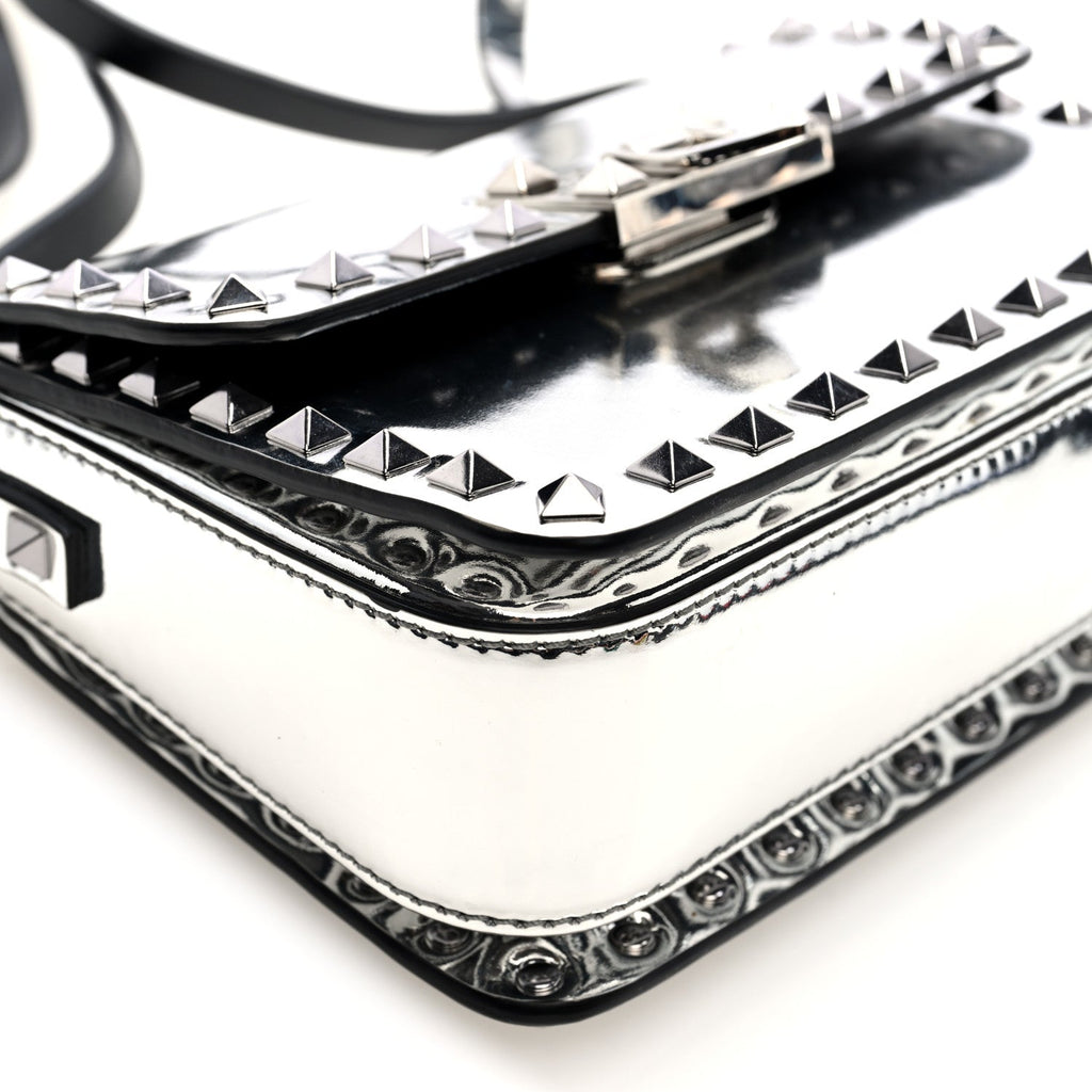 Mirror Calfskin Small Rockstud23 Shoulder Bag Silver