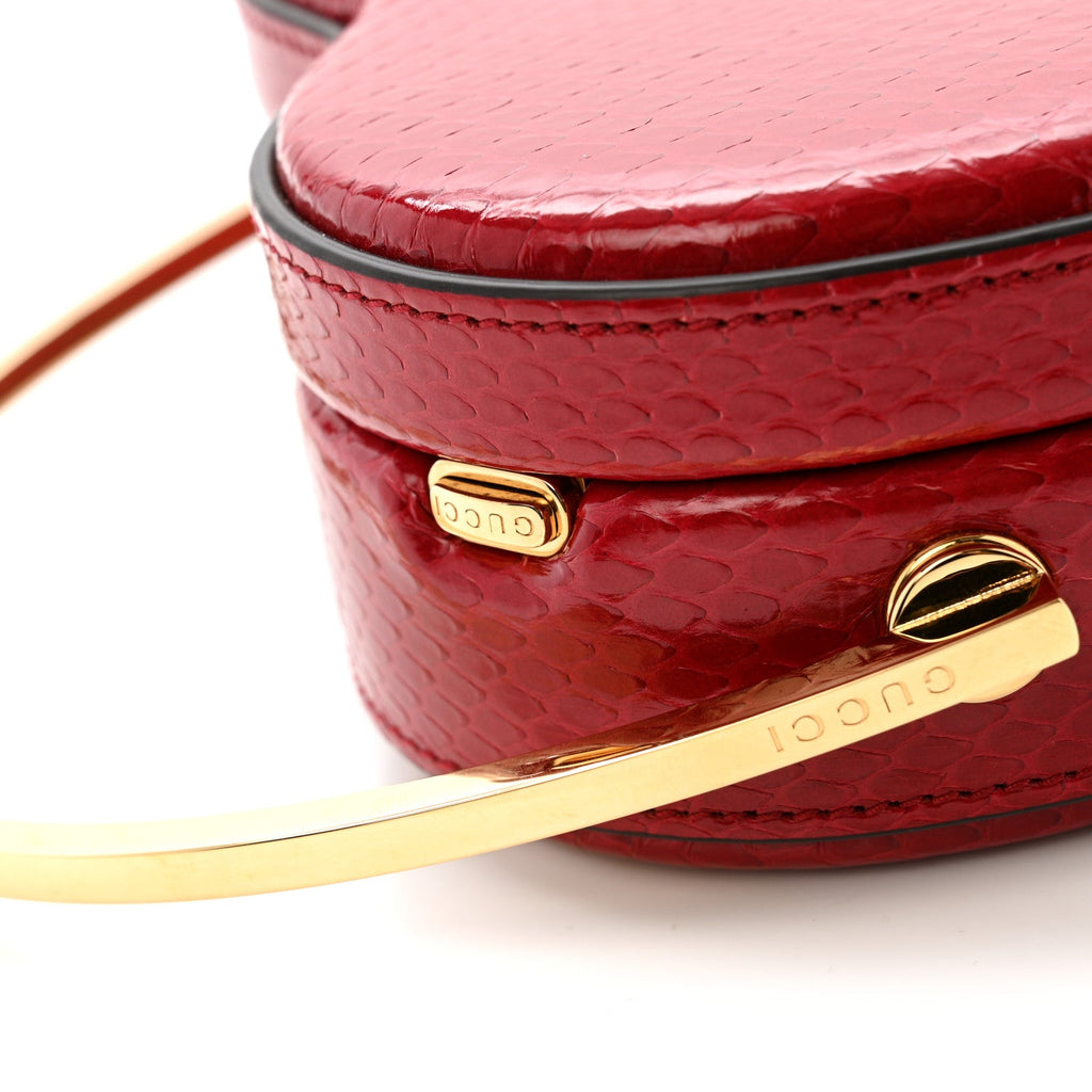 Snakeskin Broadway Mini Heart Top Handle Bag Rasberry Candy