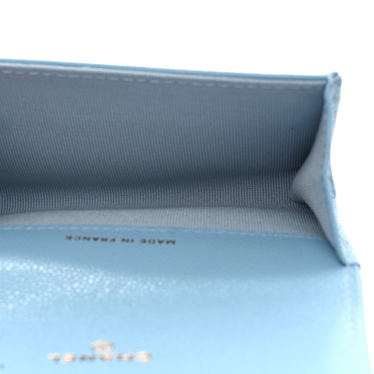 Caviar Quilted Flap  Holder Wallet Light Blue