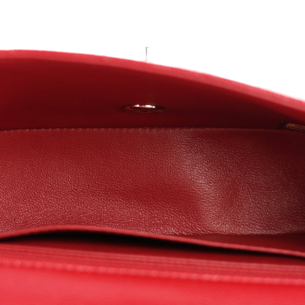 Caviar Quilted Mini Rectangular Flap Dark Red