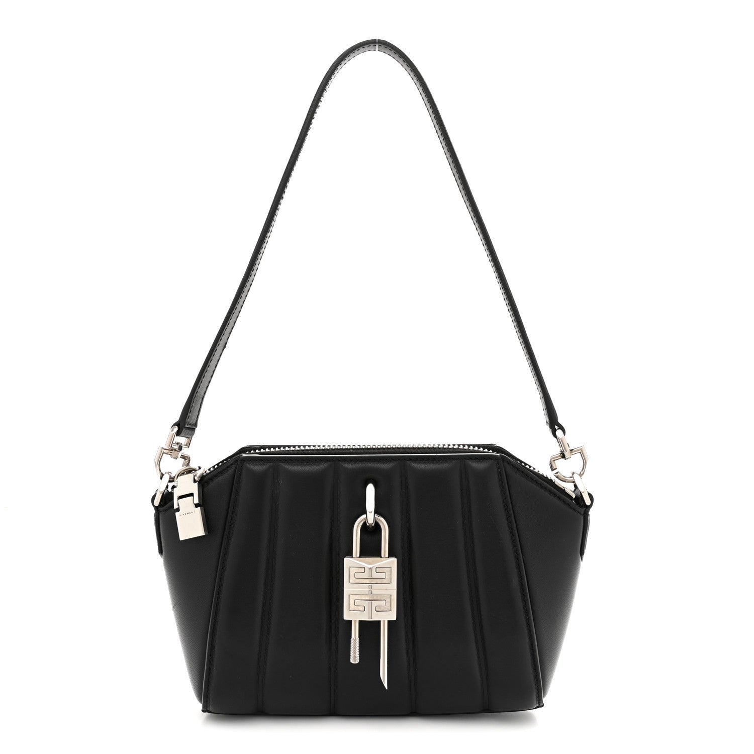 Lambskin XS Lock Antigona Shoulder Bag Black