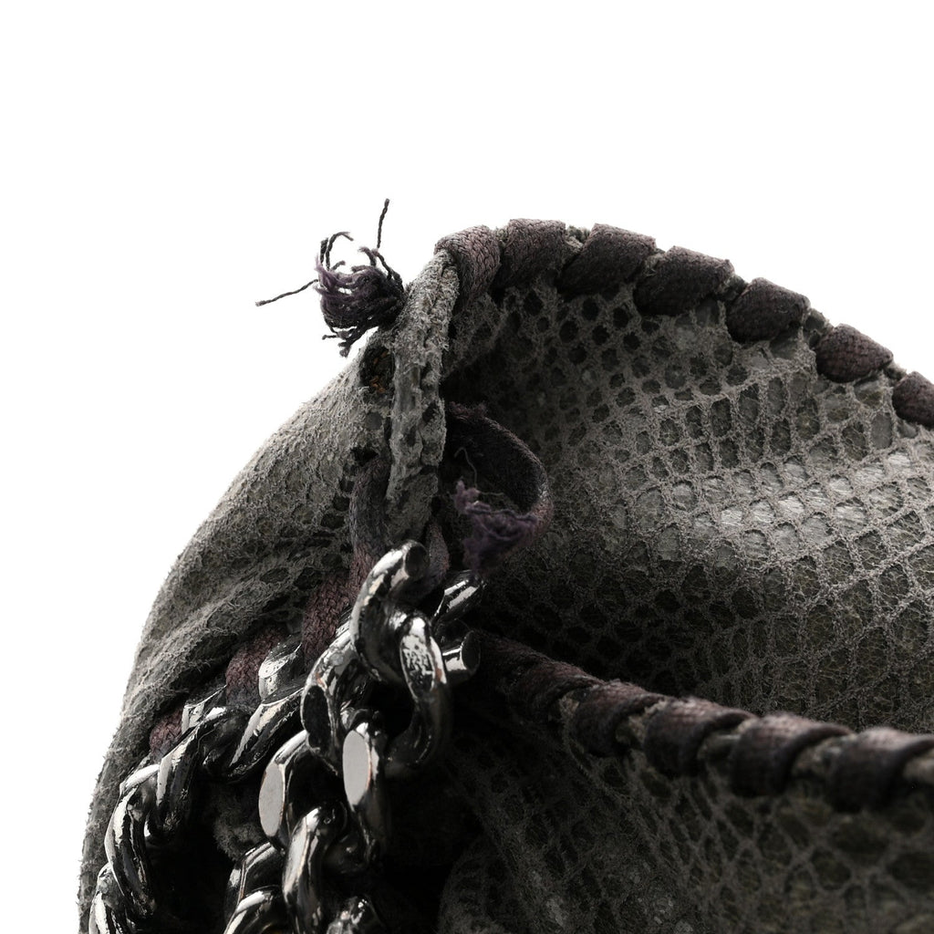 Metallic Faux Snakeskin Big Falabella Tote Grey