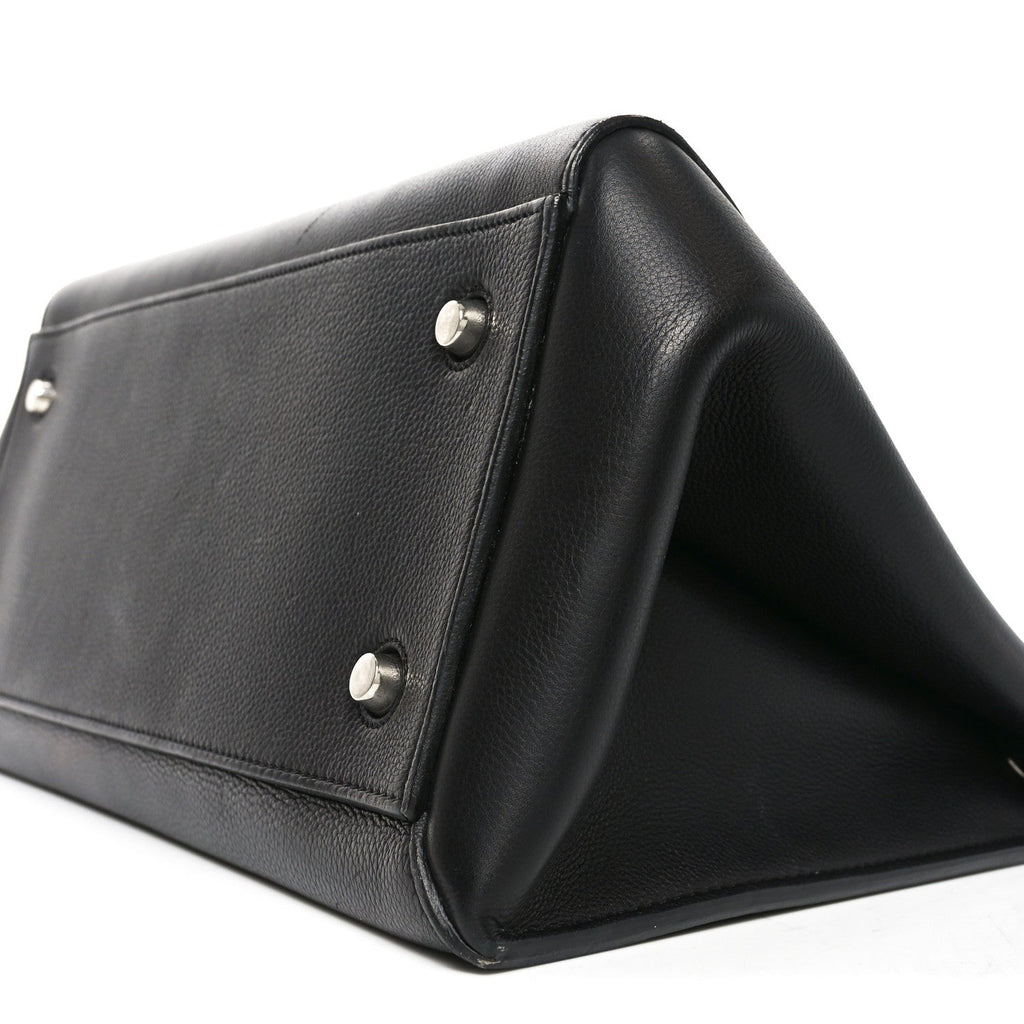 Grained Calfskin Edge Shoulder Bag Black