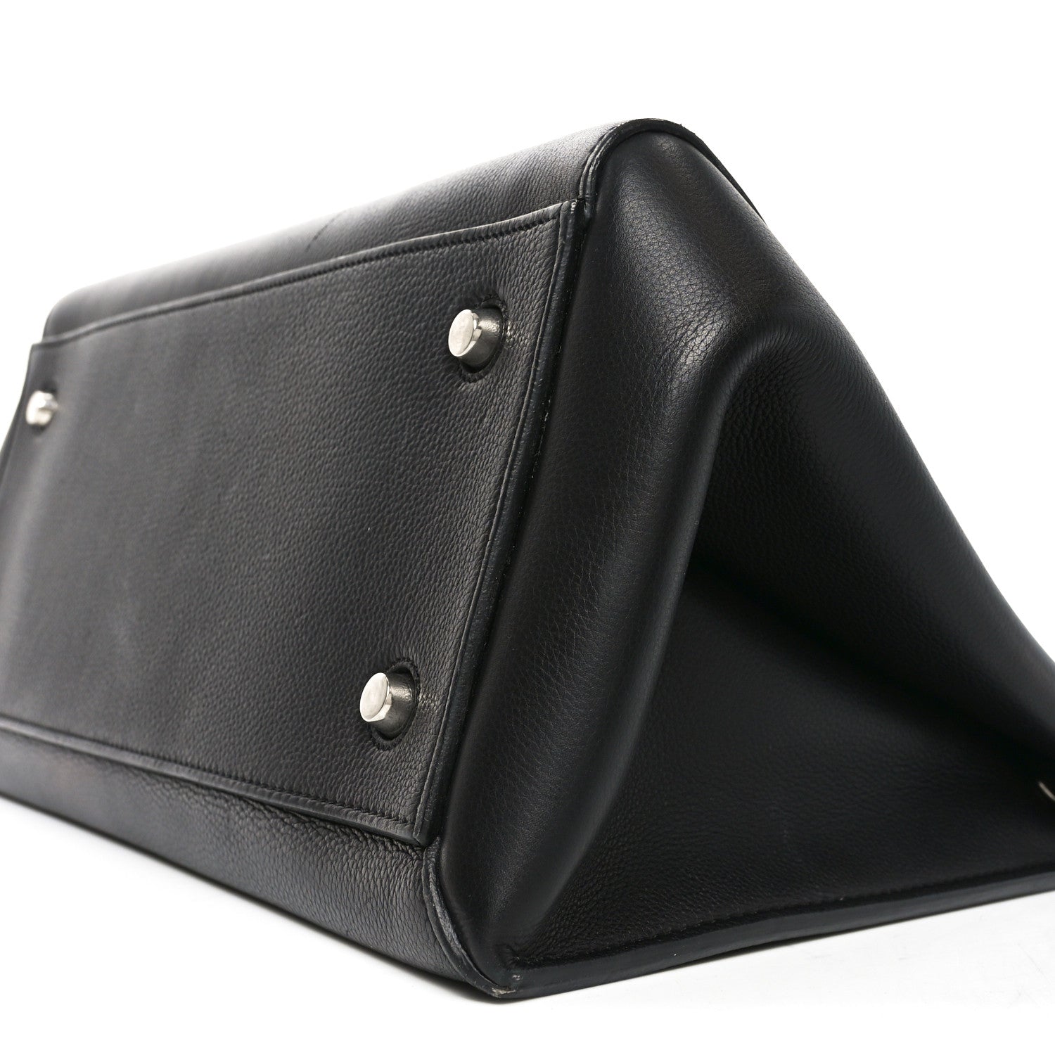 Grained Calfskin Edge Shoulder Bag Black