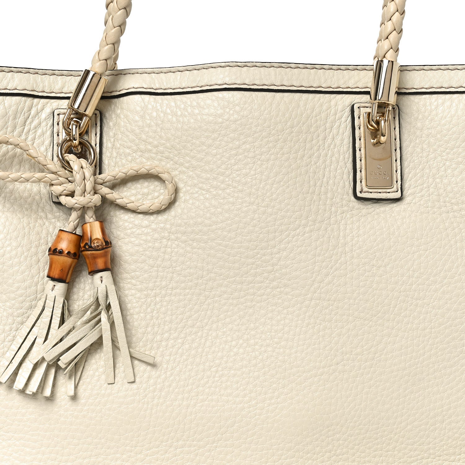 Pebbled Calfskin Medium Bella Tote Off White