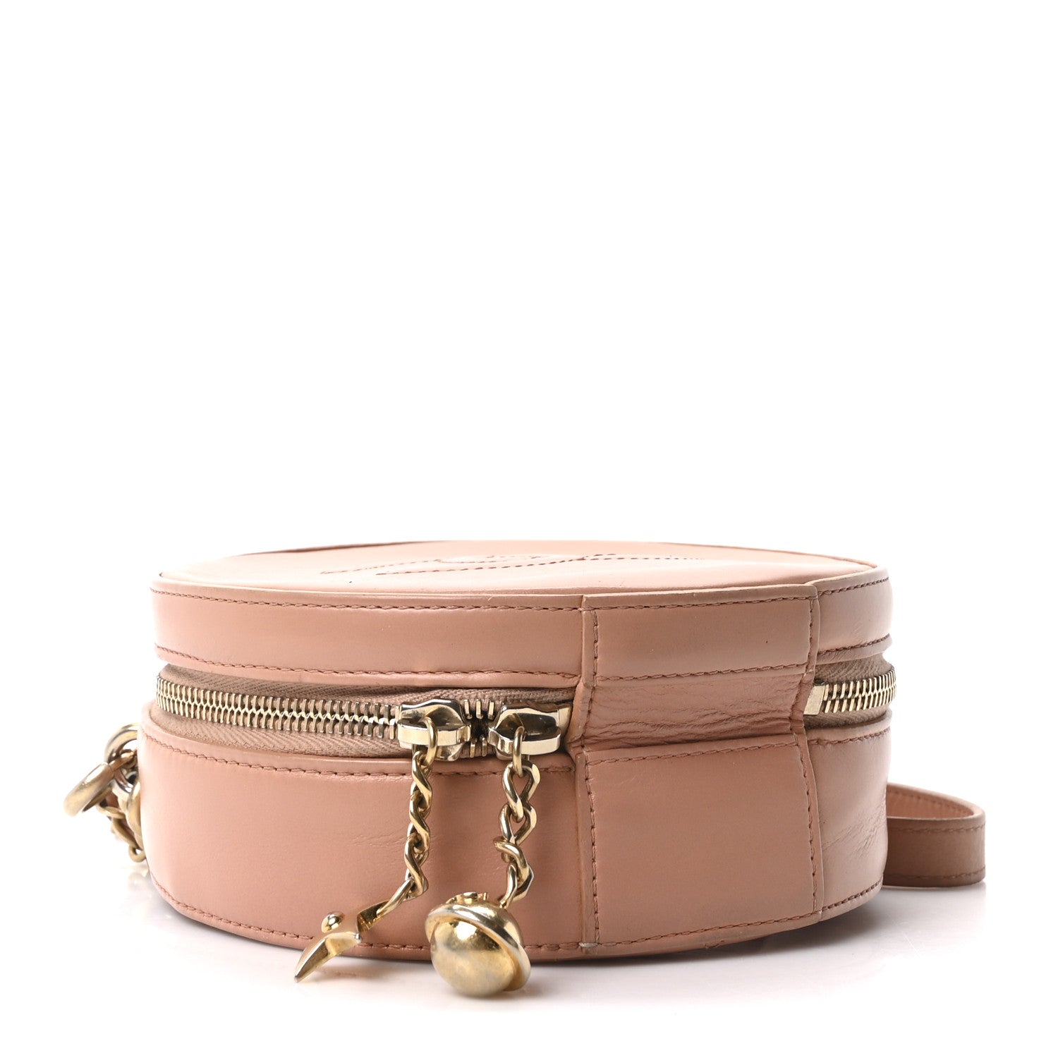 Calfskin Round As Earth Evening Bag Beige