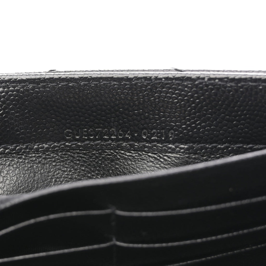 Grain De Poudre Matelasse Chevron Monogram Flap Wallet Black