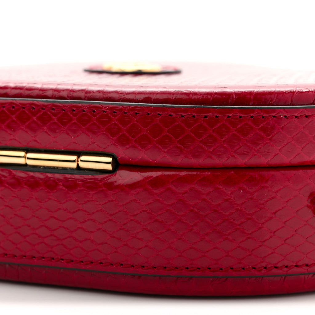 Snakeskin Broadway Mini Heart Top Handle Bag Rasberry Candy
