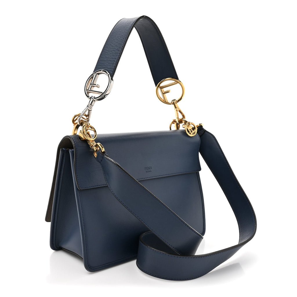 Vitello Century Opaco F is Fendi Kan I Shoulder Bag Blu Scuro