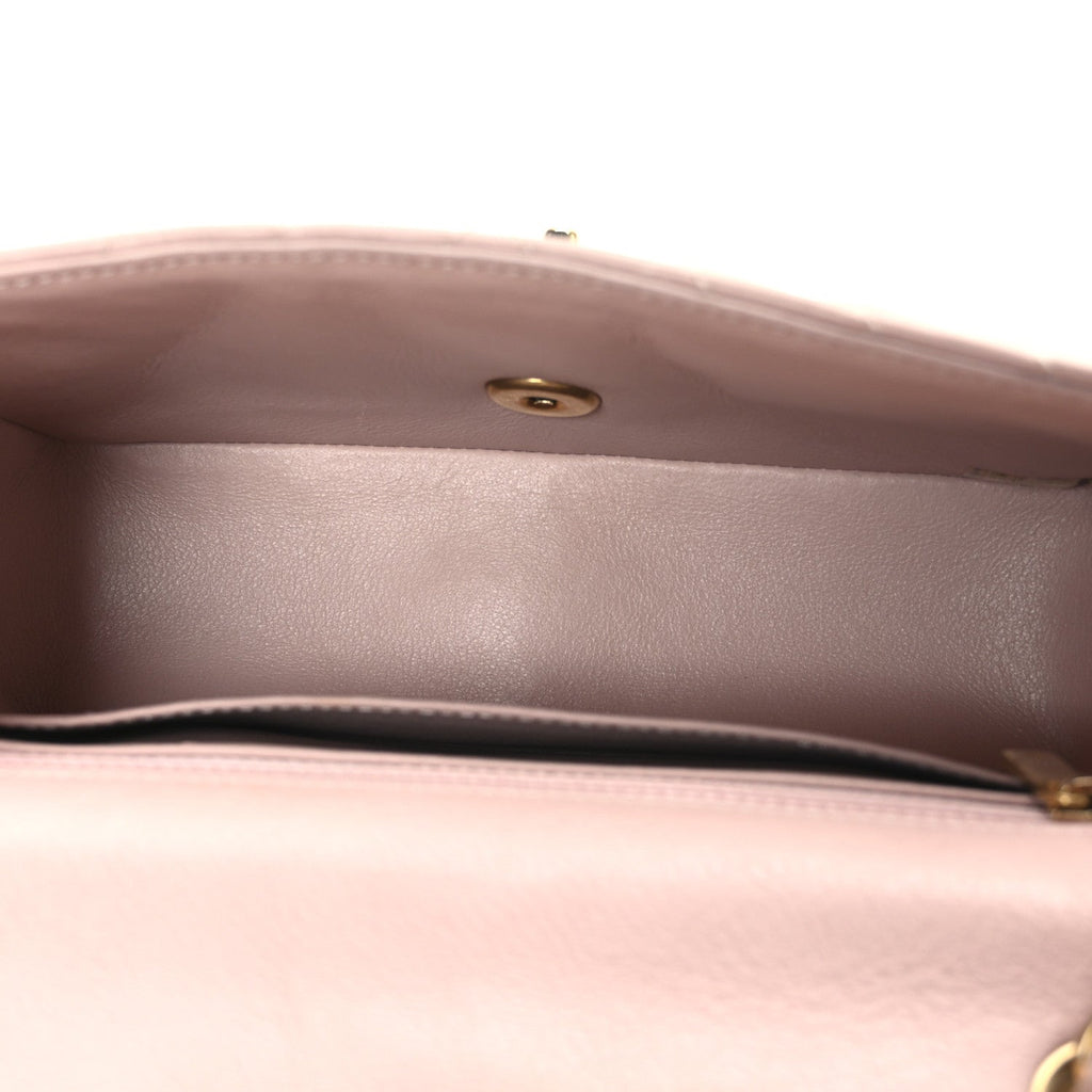 Calfskin Chevron Quilted Mini Rectangular Flap Light Pink