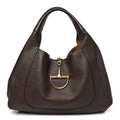 Grained Calfskin Softbit Maxi Shoulder Bag Dark Brown