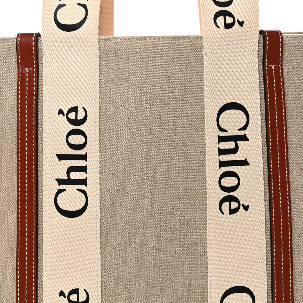 Cotton Calfskin Large Woody Ribbon Tote White Brown