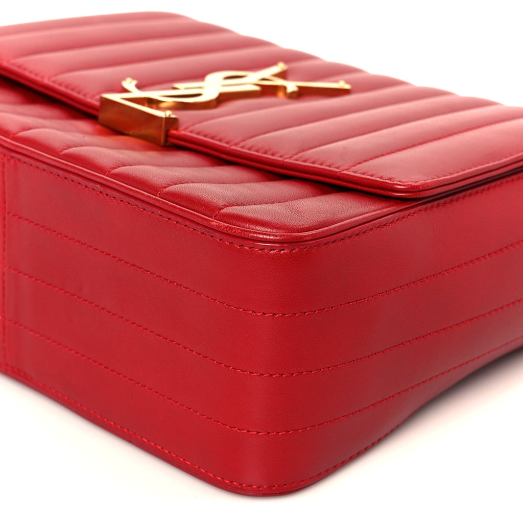 Lambskin Matelasse Monogram Large Vicky Chain Bag Rouge Eros