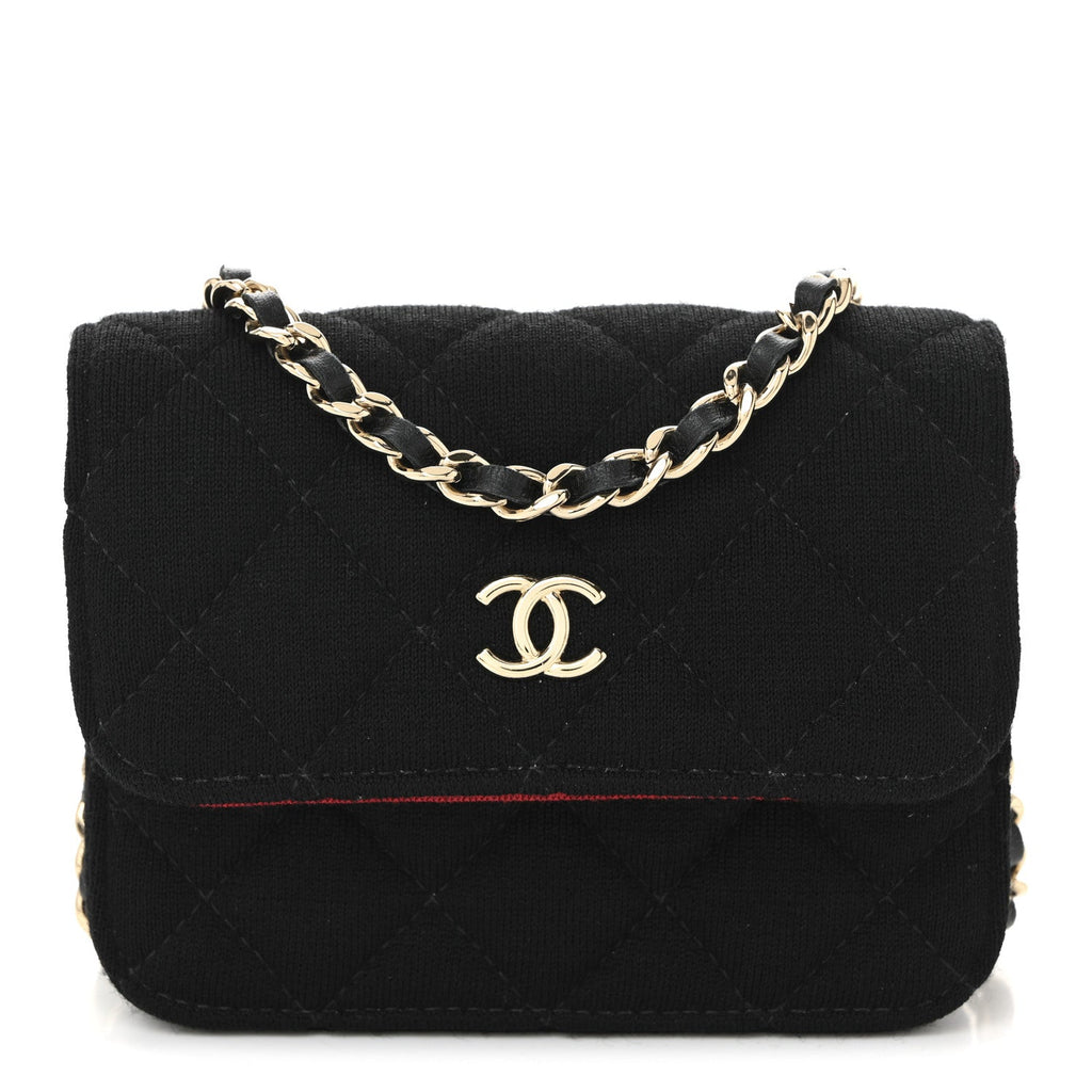 Jersey Quilted Micro Mini Flap Black