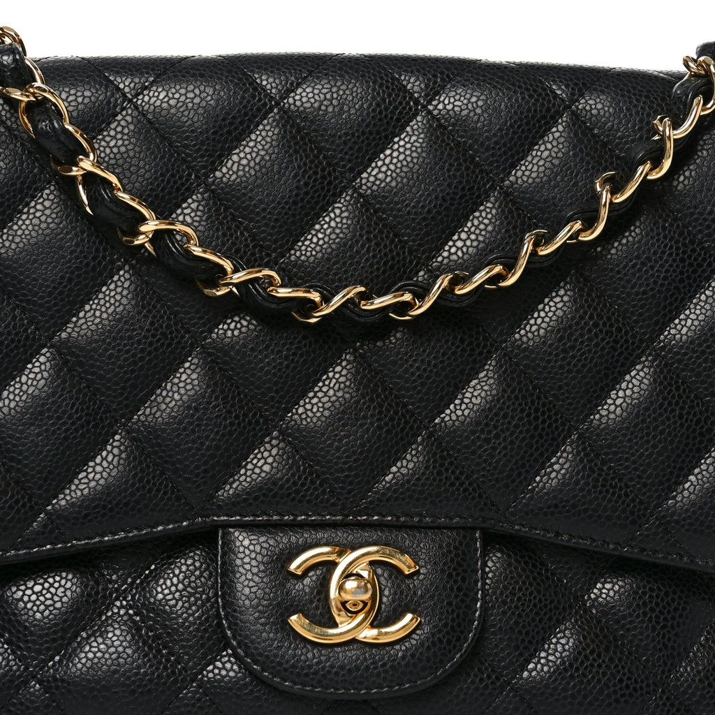 Caviar Quilted Jumbo Single Flap Black
