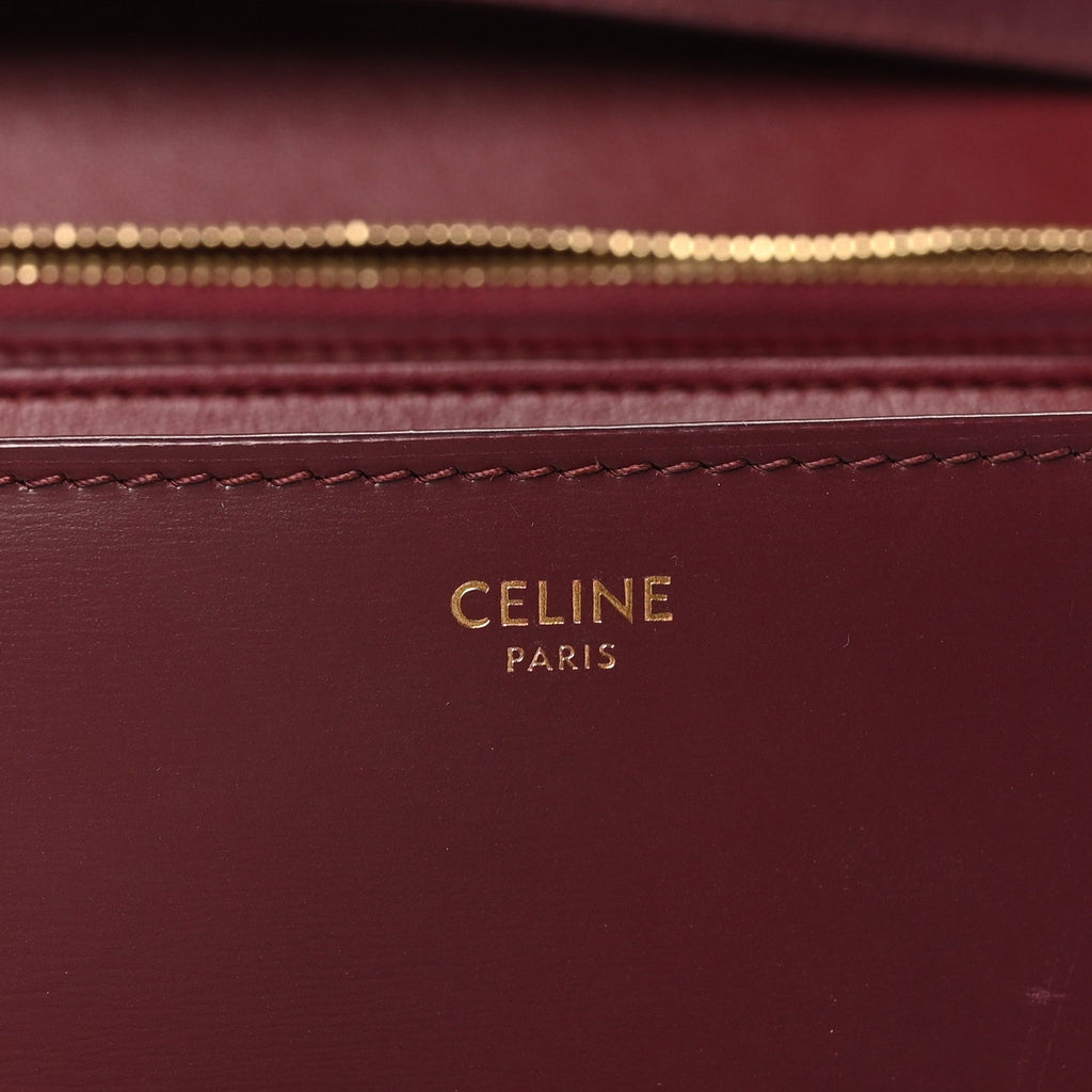 Box Calfskin Medium Classic Box Flap Bag Burgundy
