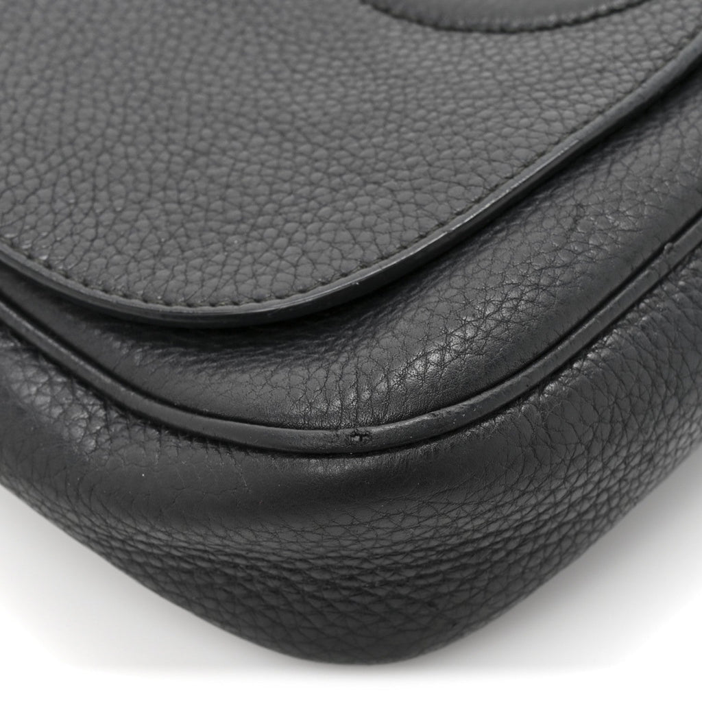Pebbled Calfskin Medium Soho Flap Crossbody Black