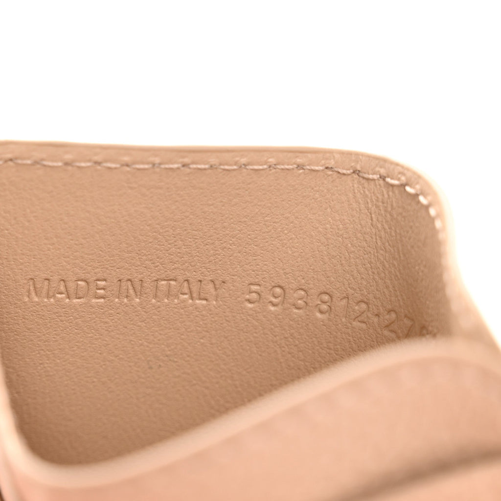 Grained Calfskin Logo Cash Rounded  Holder Beige