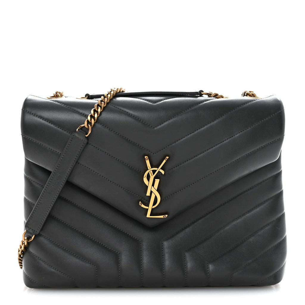 Calfskin Y Quilted Monogram Medium Loulou Chain Satchel Storm