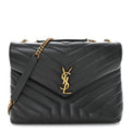 Calfskin Y Quilted Monogram Medium Loulou Chain Satchel Storm