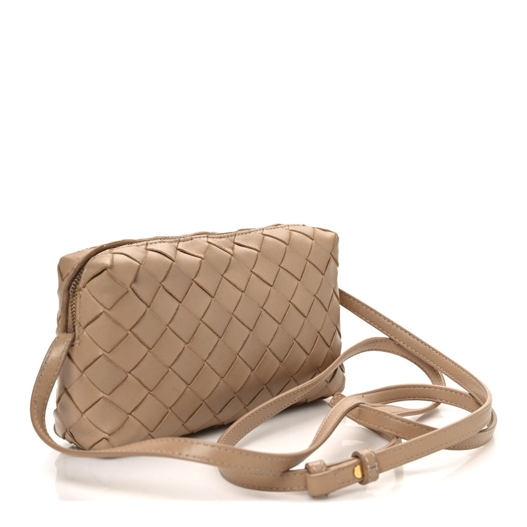 Nappa Intrecciato Nodini Mini Crossbody Almond