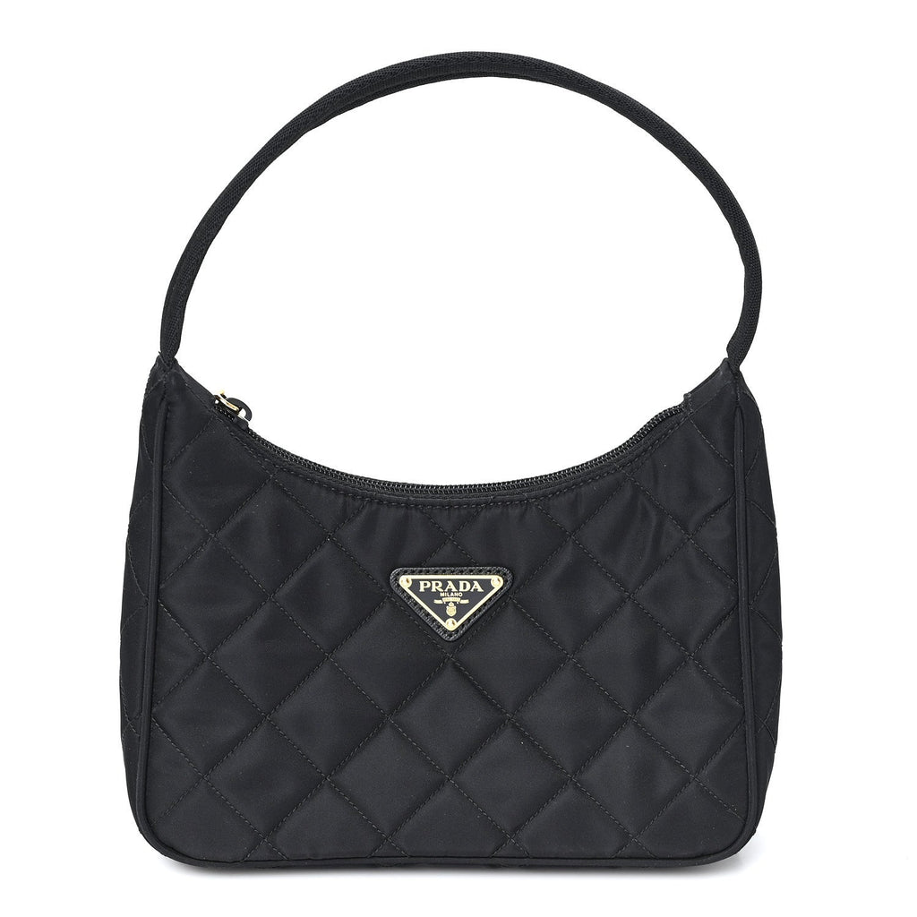 Tessuto Nylon Stitched Shoulder Bag Black