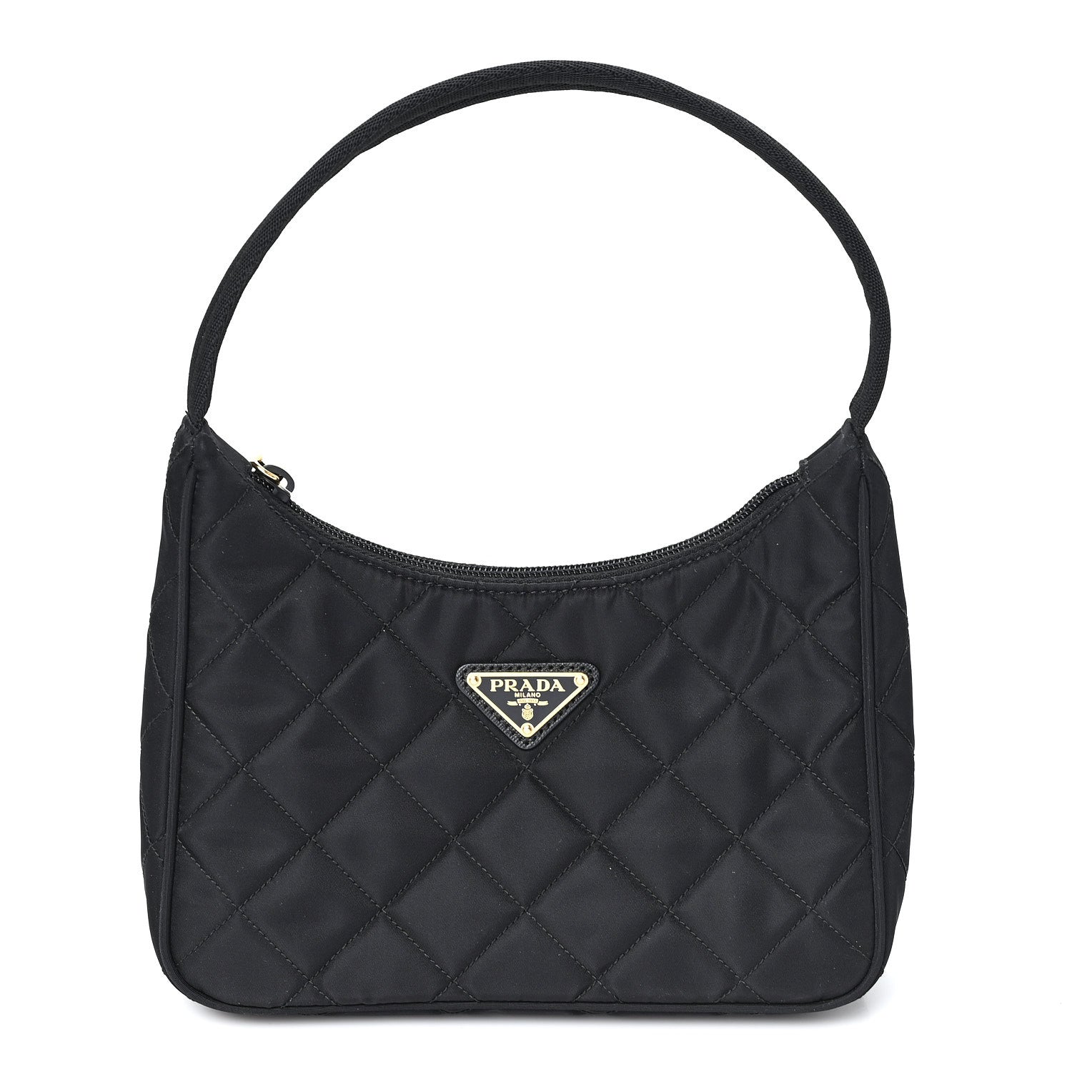 Tessuto Nylon Stitched Shoulder Bag Black