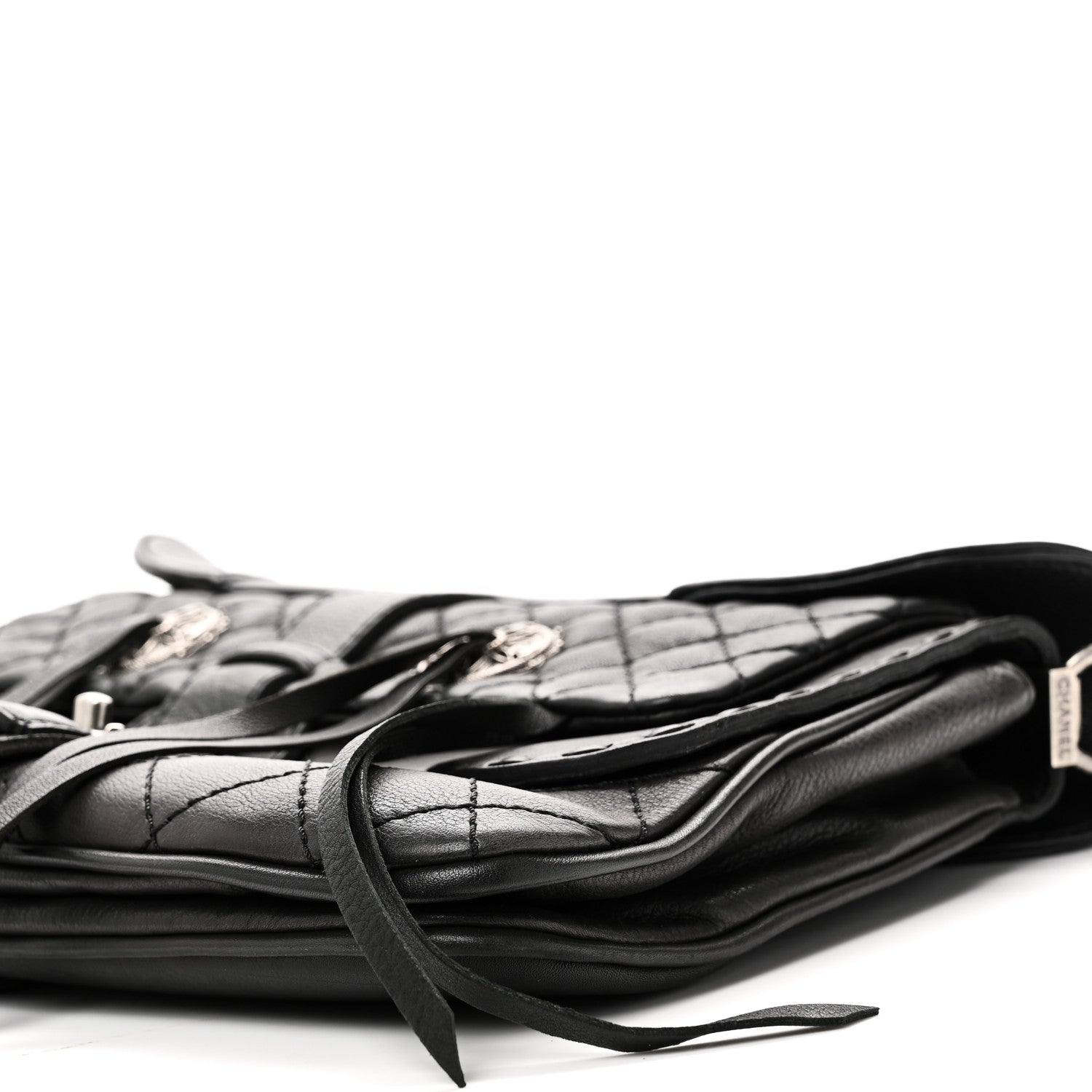 Goatskin Quilted Paris Dallas Saddle Bag Black