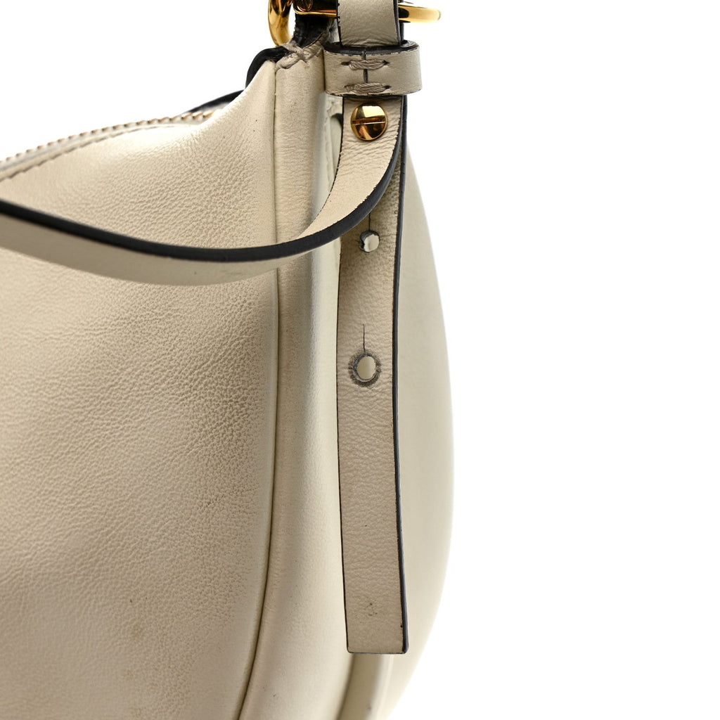 Vitello Grace Matte Mini Fendigraphy Hobo Bag White Ice