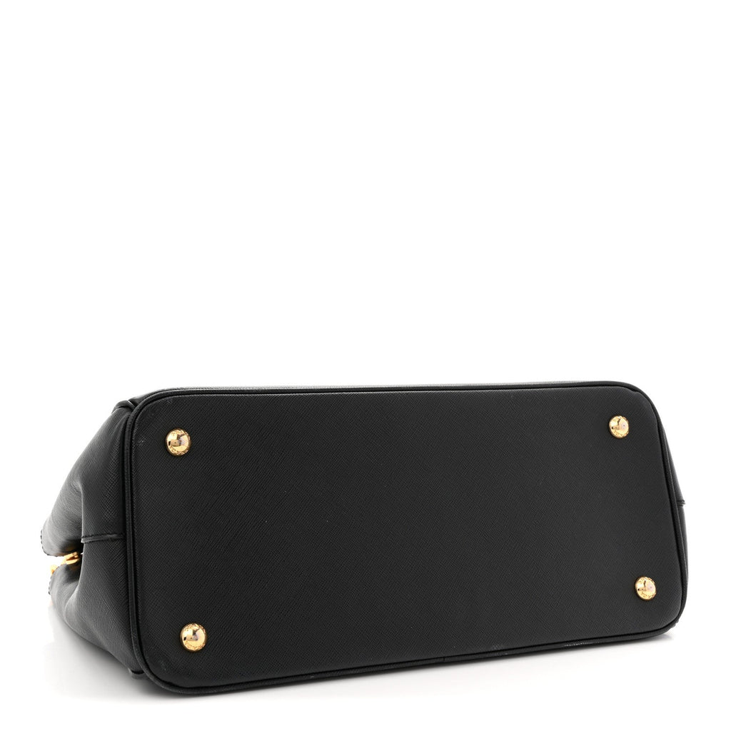 Saffiano Medium Galleria Double Zip Tote Black
