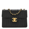 Caviar Vertical Quilted Jumbo Single Flap Black