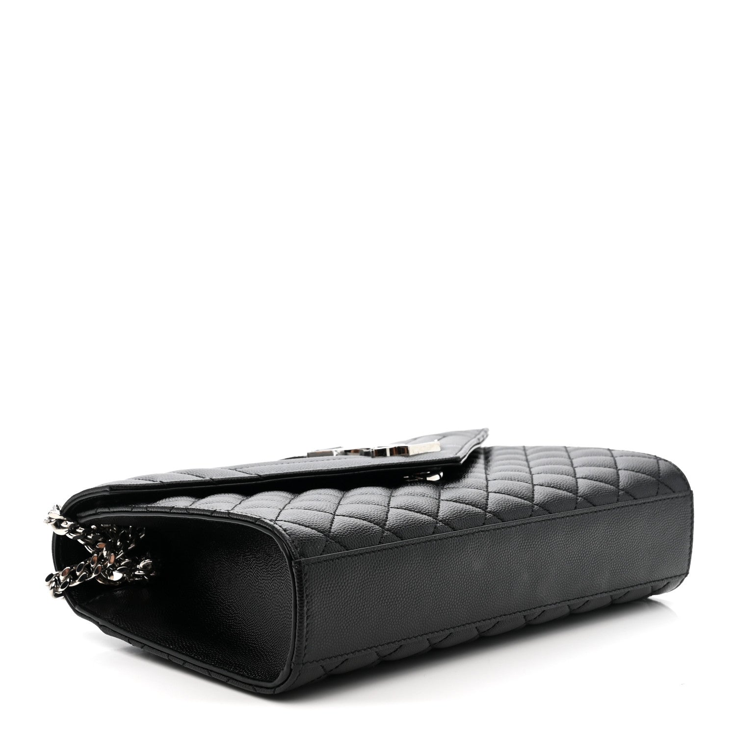 Grain De Poudre Textured Mixed Matelasse Triquilt Medium Monogram Satchel Black
