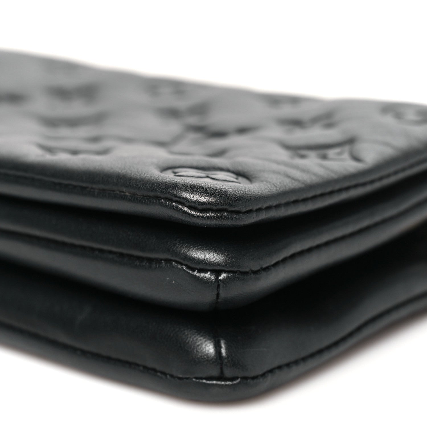 Lambskin Embossed Monogram Pochette Coussin Black