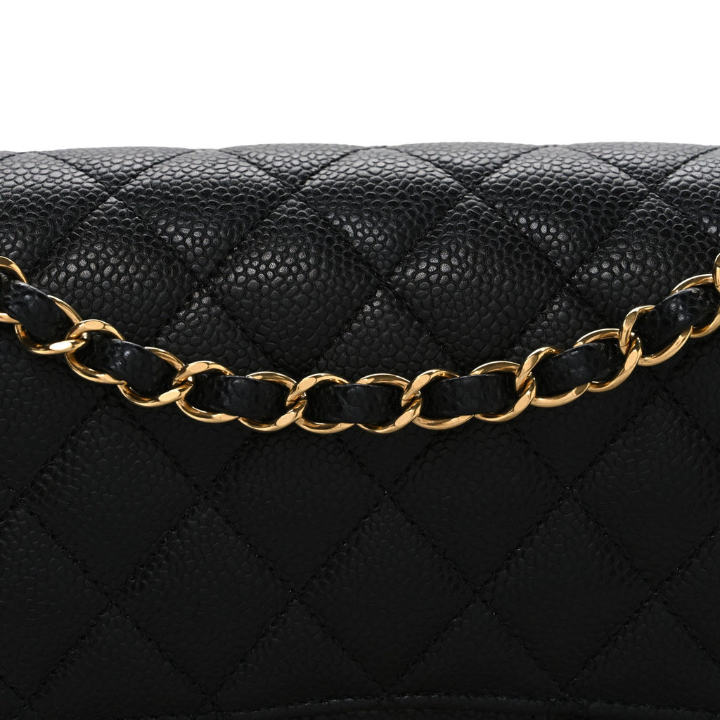 Caviar Quilted Medium Double Flap Black