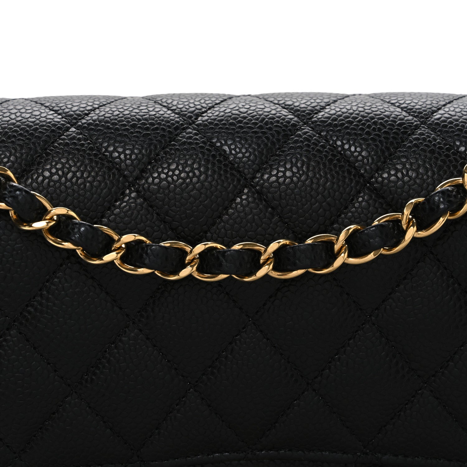Caviar Quilted Medium Double Flap Black