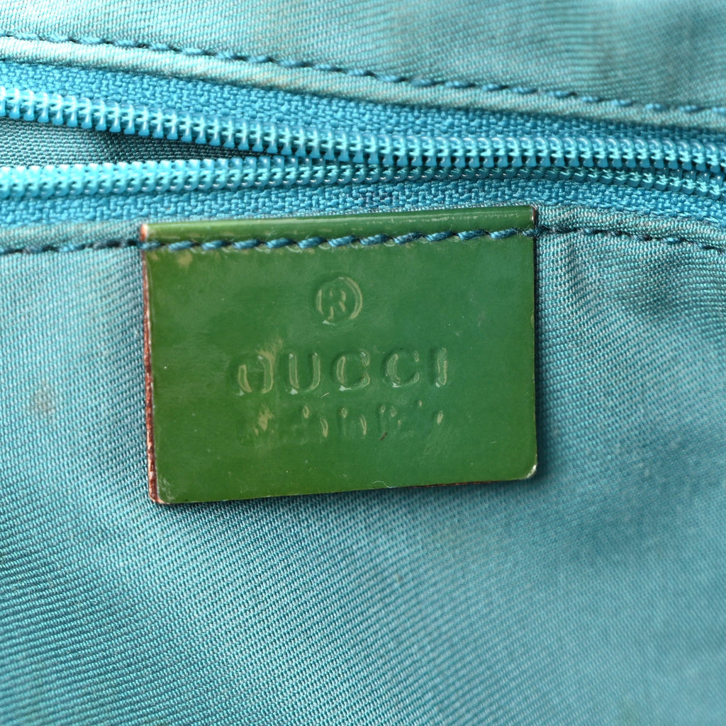 Monogram Patent Medium Abbey Shoulder Bag Blue