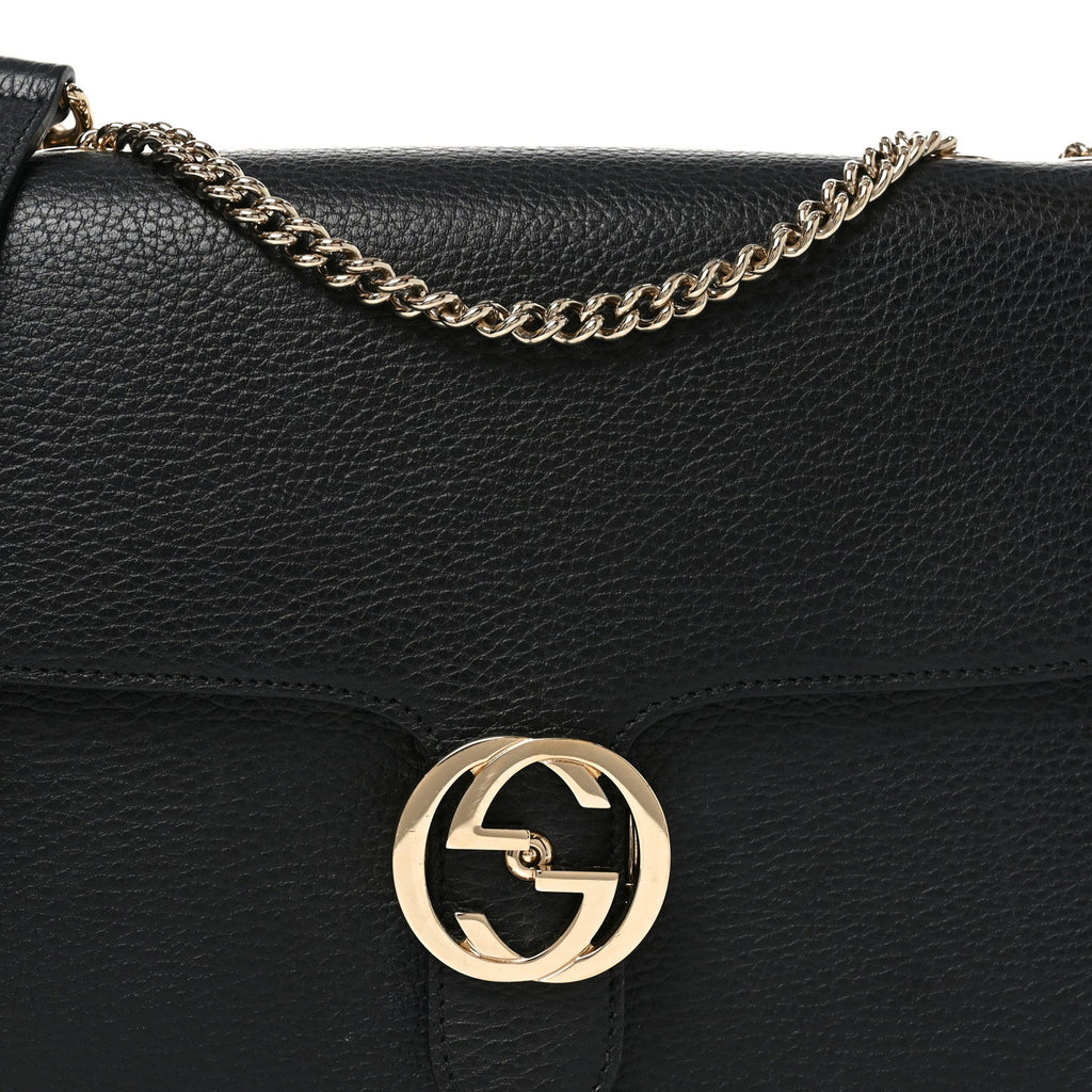 Dollar Calfskin Interlocking G Shoulder Bag Black