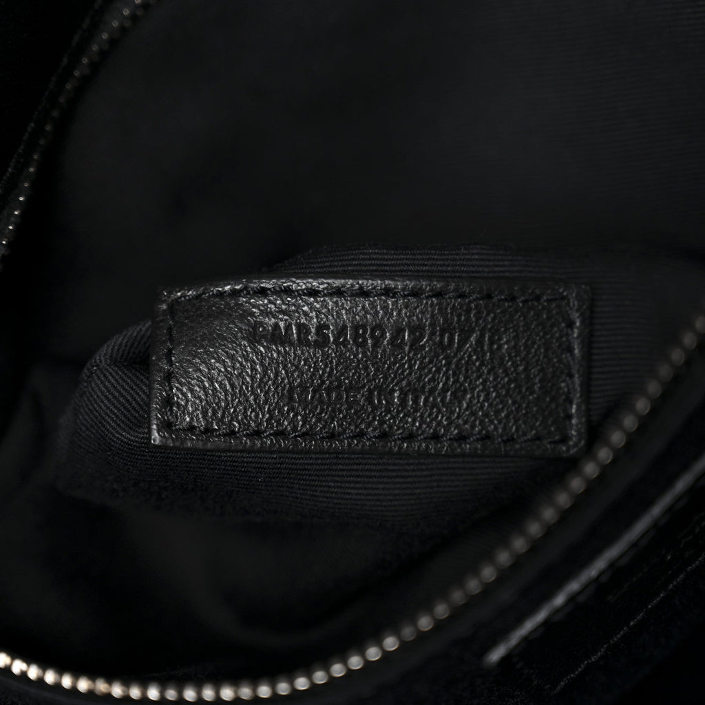 Patent Crocodile Embossed Lambskin Monogram Medium Niki Chain Satchel Black